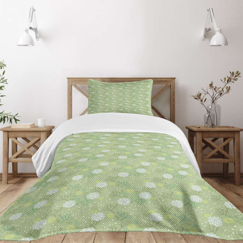 Pale Foliage Leaves Bedspread Set