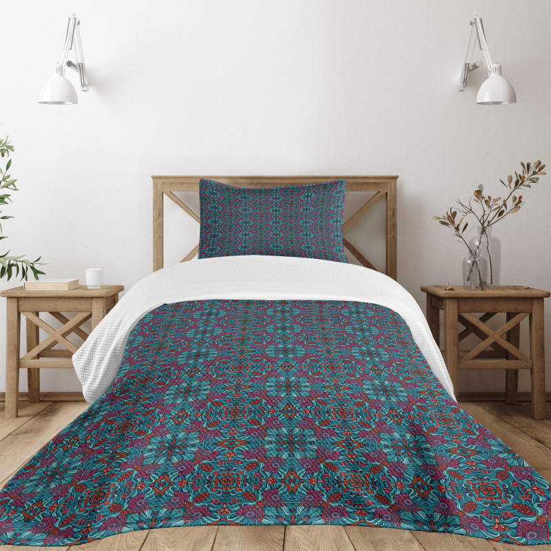 Ornamental Swirls Curls Bedspread Set