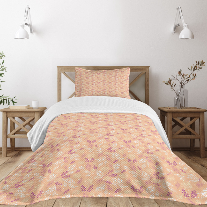 Doodle Foliage Dots Bedspread Set