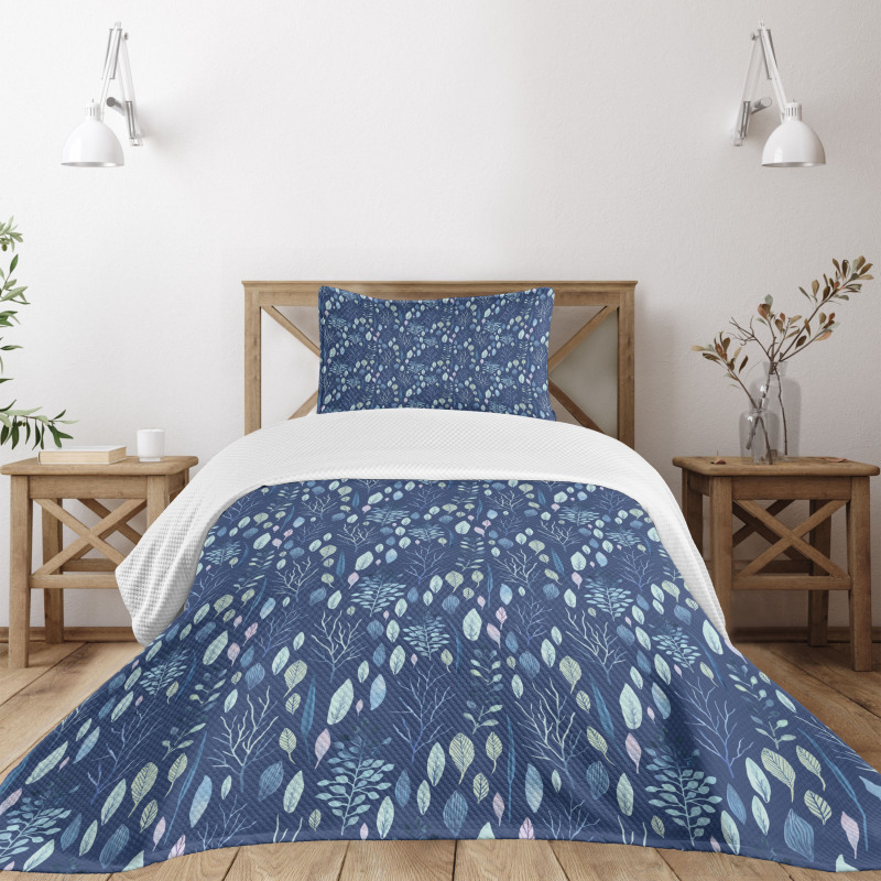 Watercolor Leaves Art Bedspread Set