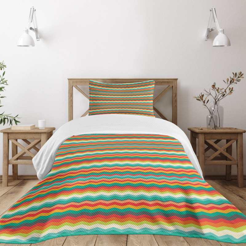 Geometric Abstract Wave Bedspread Set