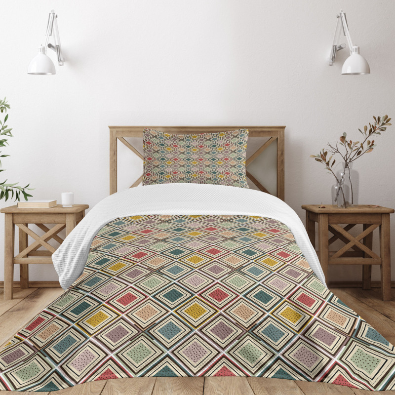 Colorful Dotted Squares Bedspread Set