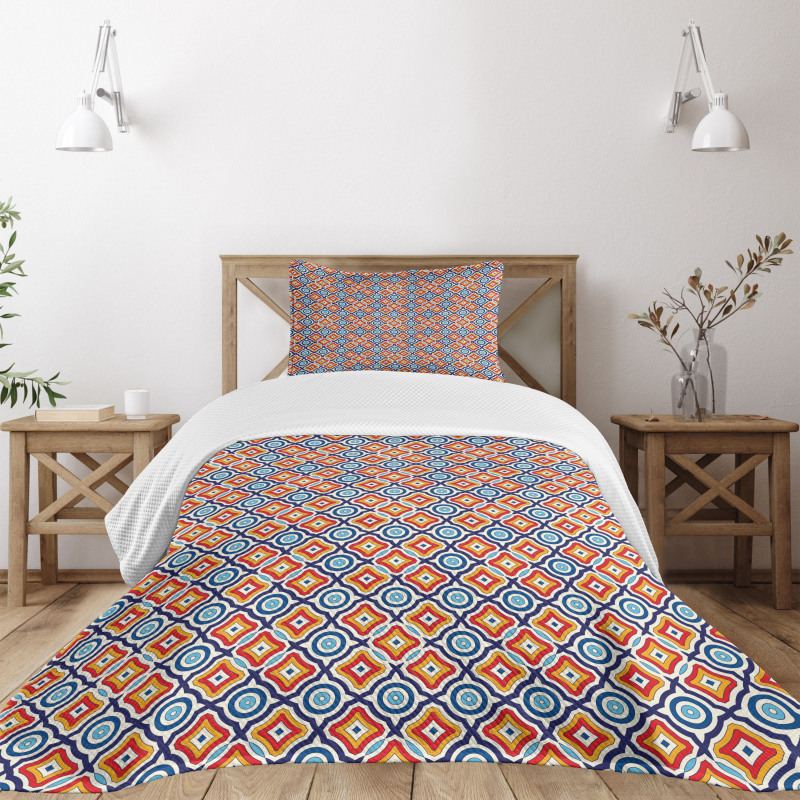 Oriental Geometric Motif Bedspread Set