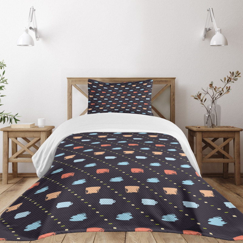 Hand Drawn Retro Image Bedspread Set