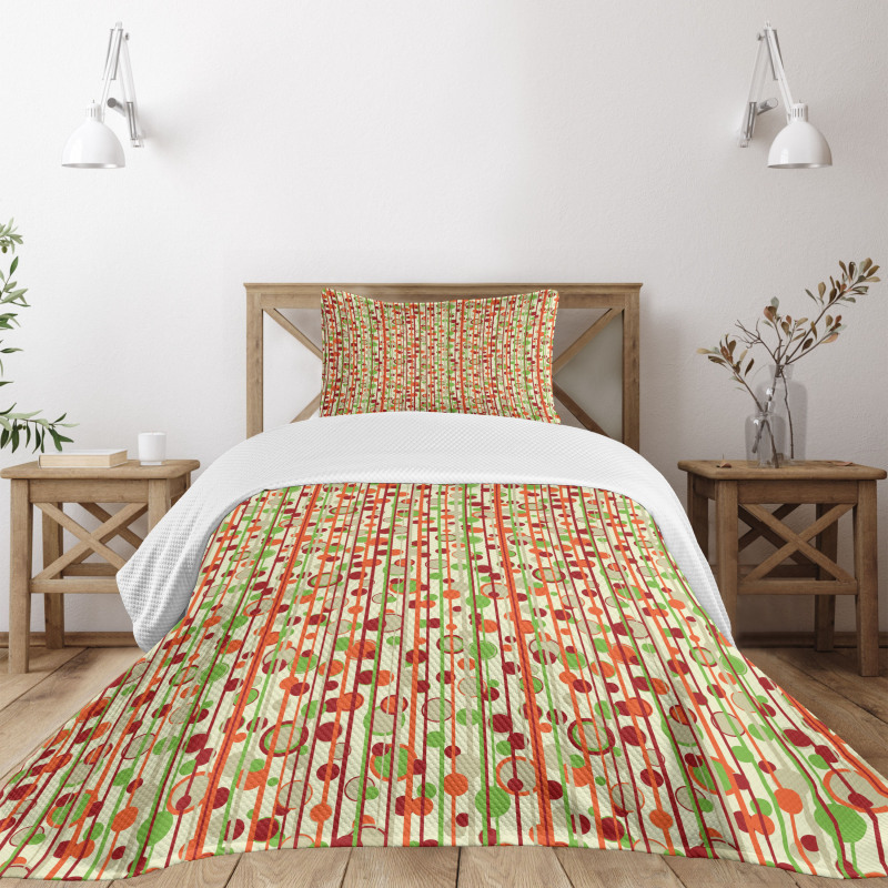 Retro Abstract Circles Bedspread Set