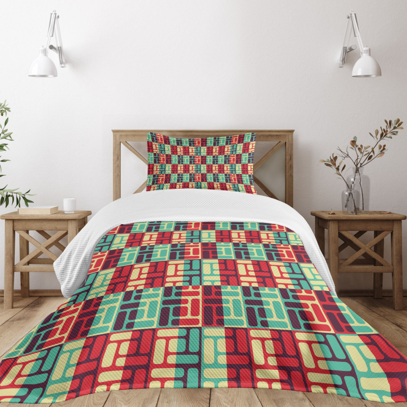 Colorful Squares Bedspread Set