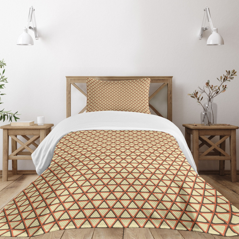 Grid Style Triangles Bedspread Set