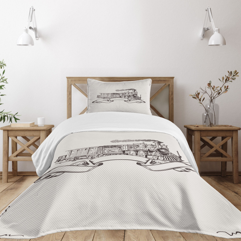 Old School Locomotive Bedspread Set