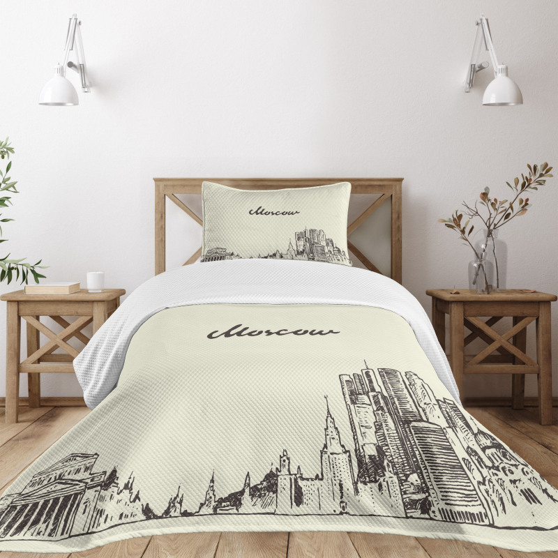 Sketch Style Moscow Bedspread Set