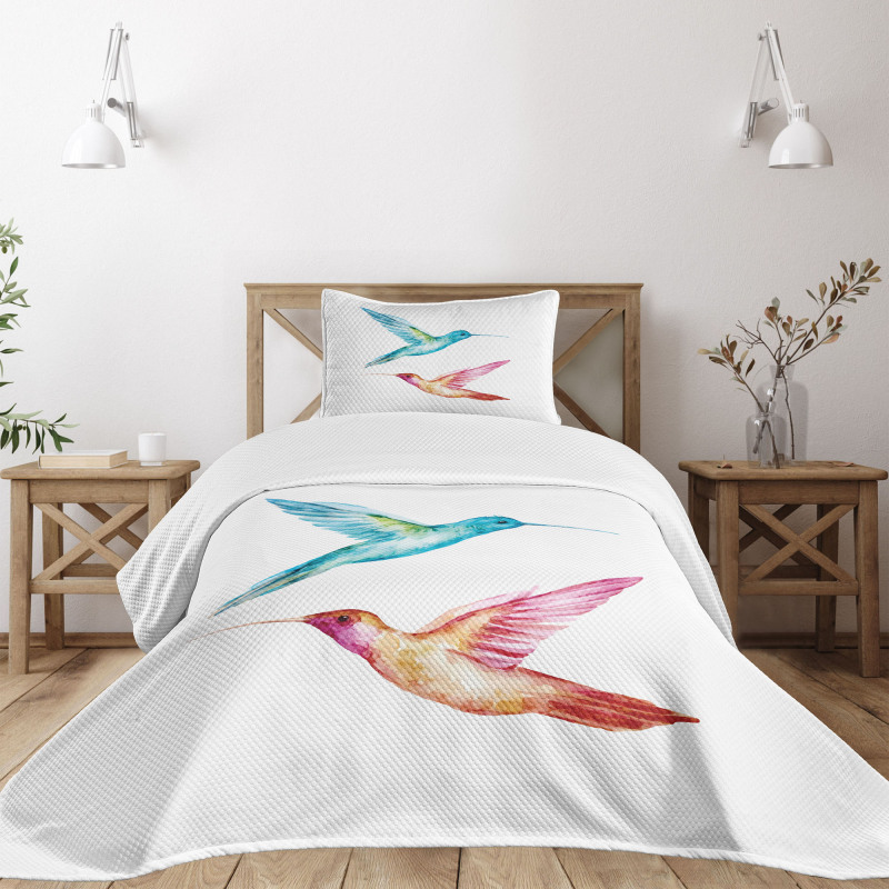 Colorful Hummingbird Bedspread Set