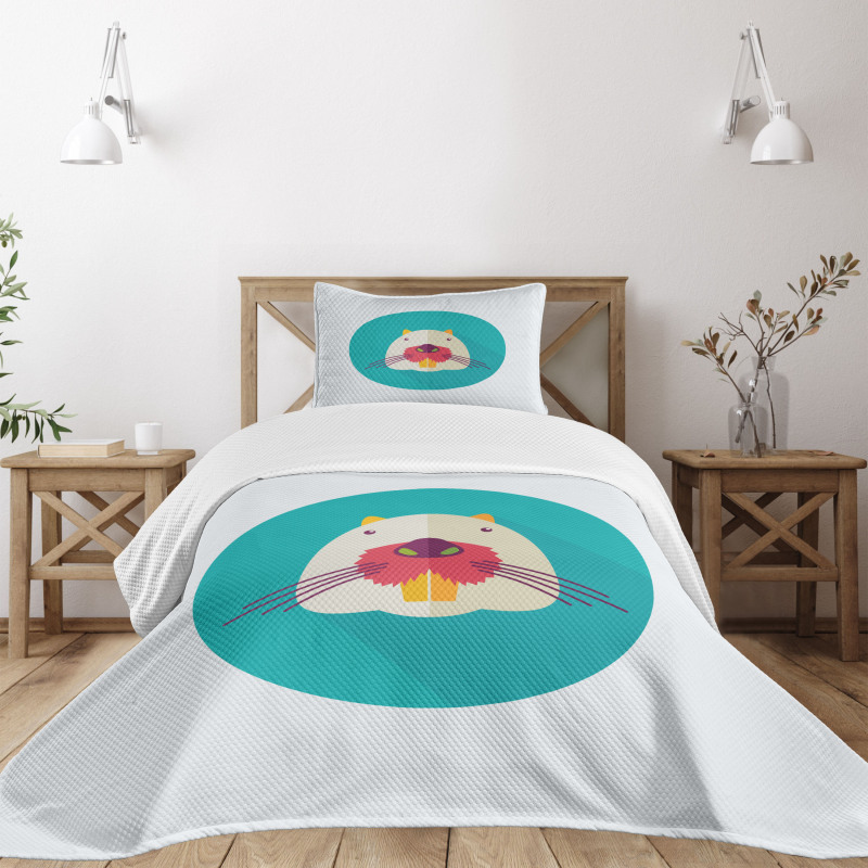 Cartoon Beaver Design Bedspread Set