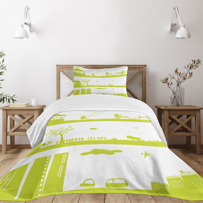 Landscape Pattern Bedspread Set