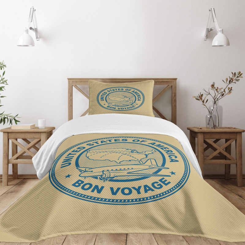 United States Map Plane Bedspread Set