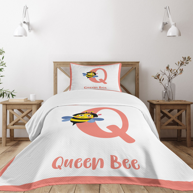 Cartoon Animal Letter Q Bedspread Set