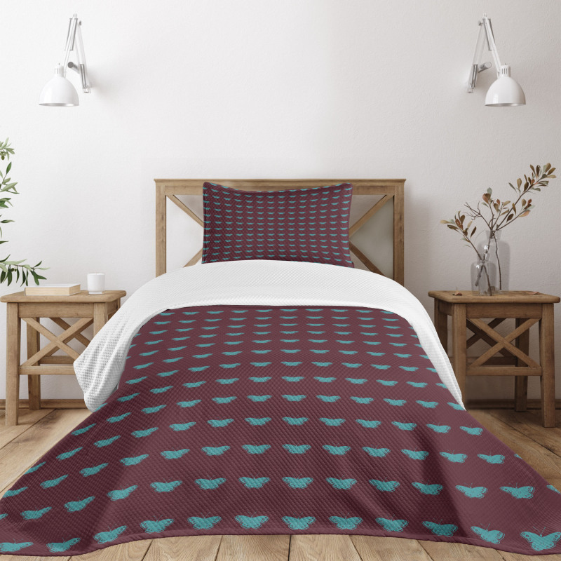 Blue Wings on Dark Bedspread Set