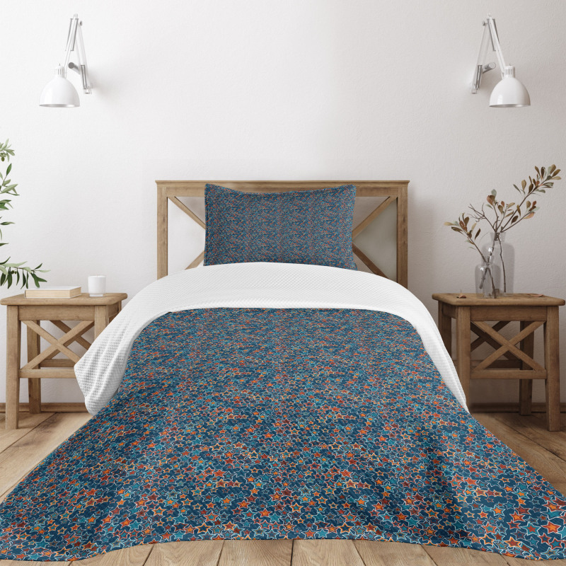 Abstract Stars on Blue Bedspread Set