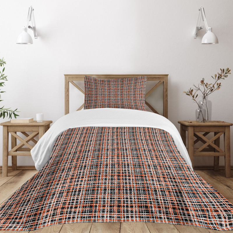 Vintage Striped Grid Art Bedspread Set