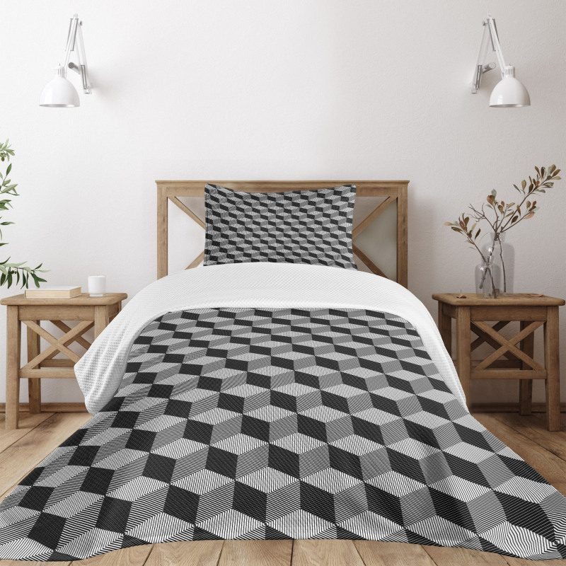 Monochrome Cube Bedspread Set