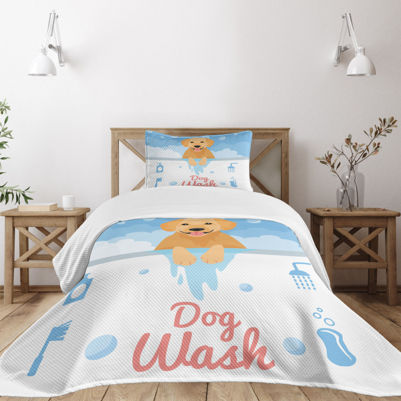 Dog Wash Bath Bedspread Set