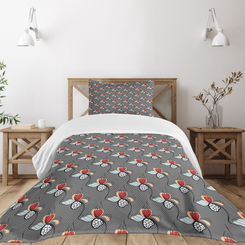 Abstract Herb Motifs Bedspread Set