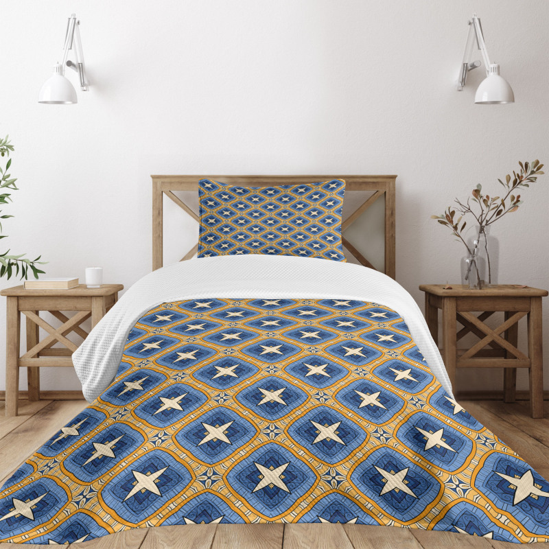 Vintage Tile Art Bedspread Set