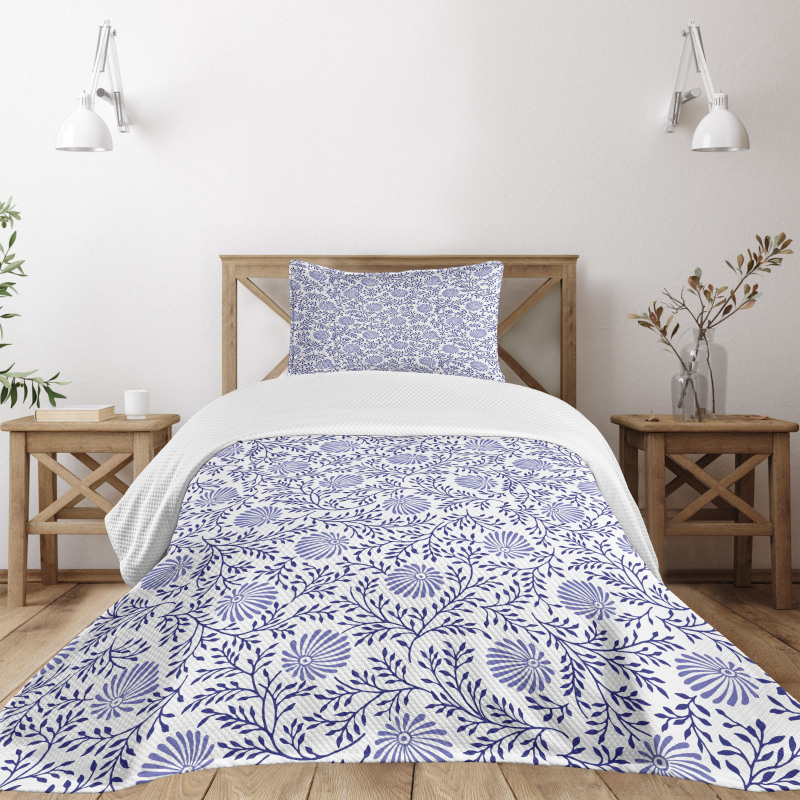 Japanese Bluebell Motif Bedspread Set