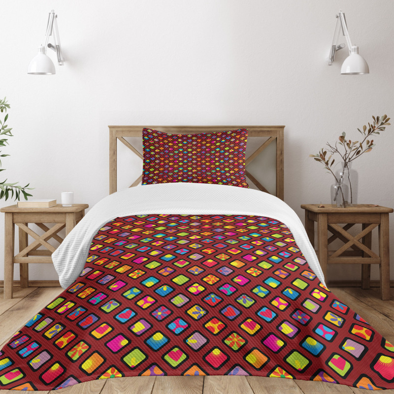 Colorful Rhombuses Bedspread Set