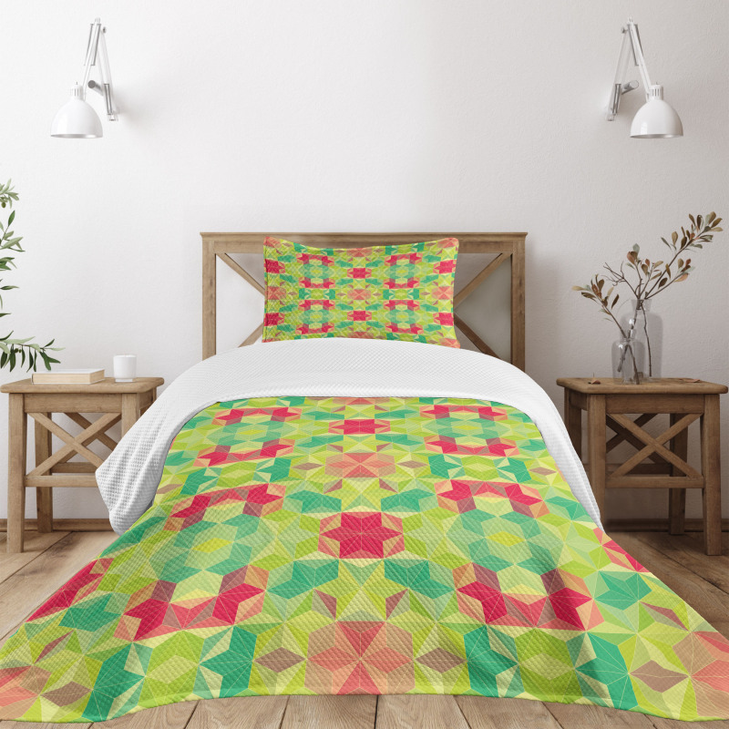 Mosaic Cubes Hexagon Bedspread Set