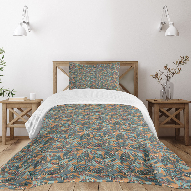 Leaves with Paintbrush Bedspread Set