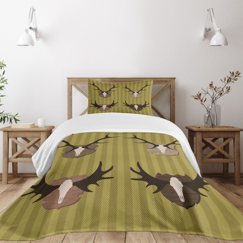 Deer Mous Horns Trophy Bedspread Set