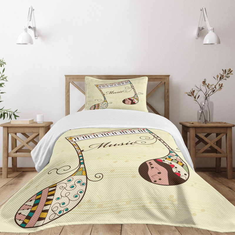 Keyboard Musical Note Bedspread Set