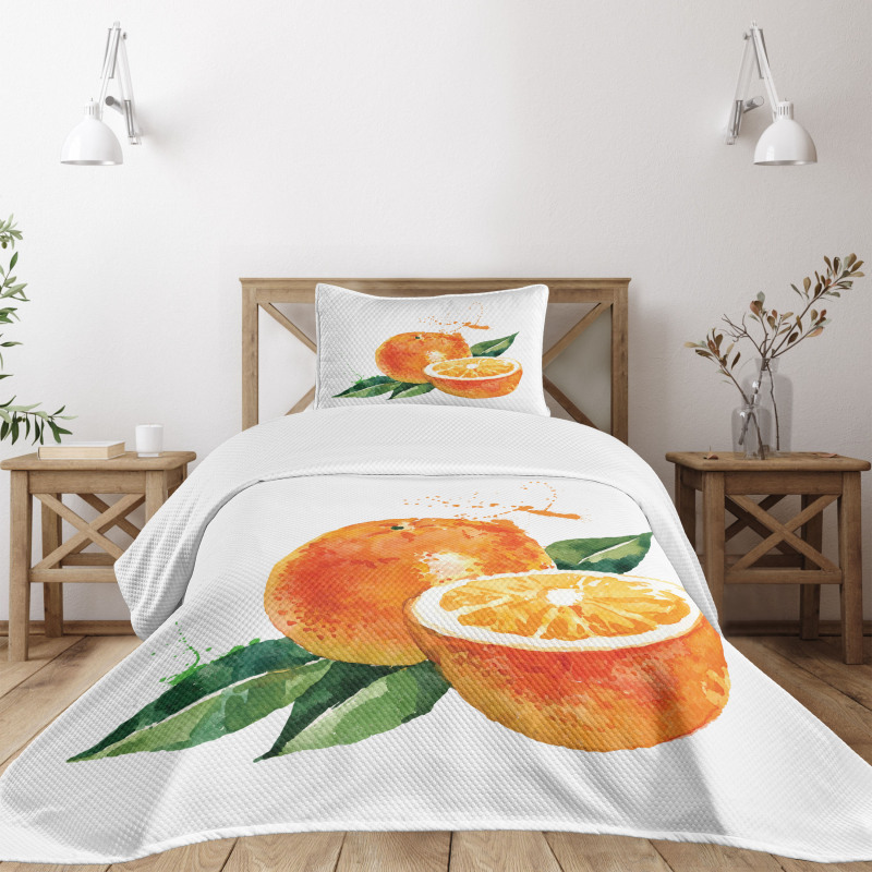 Watercolor Orange Art Bedspread Set