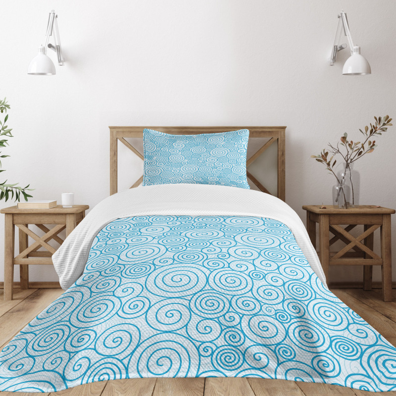 Sea Wave Swirls Bedspread Set