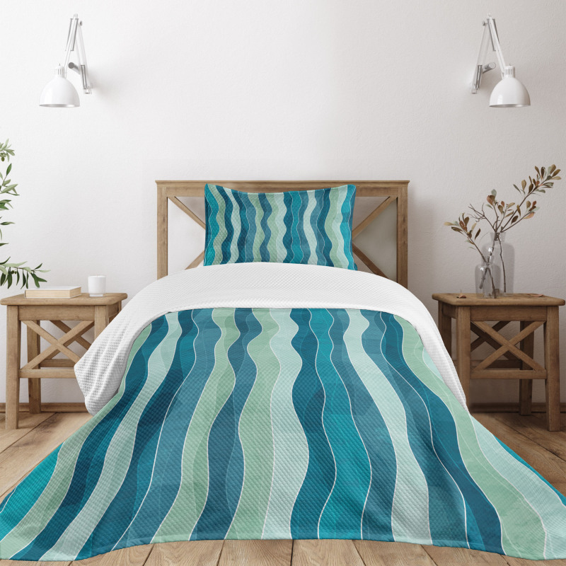 Grunge Wave Pattern Bedspread Set