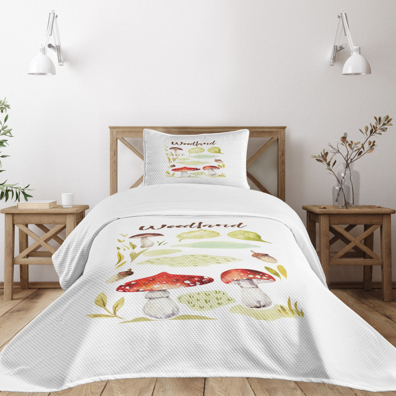 Aquarelle Fungus Nuts Bedspread Set