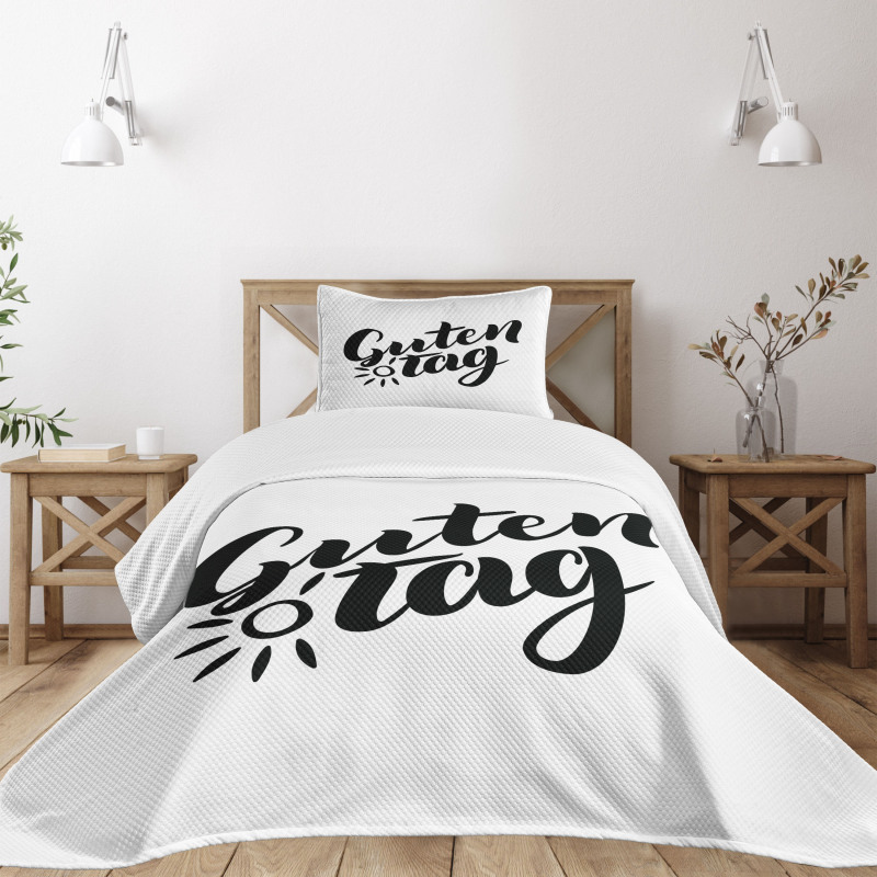 Hand Lettering Guten Tag Bedspread Set