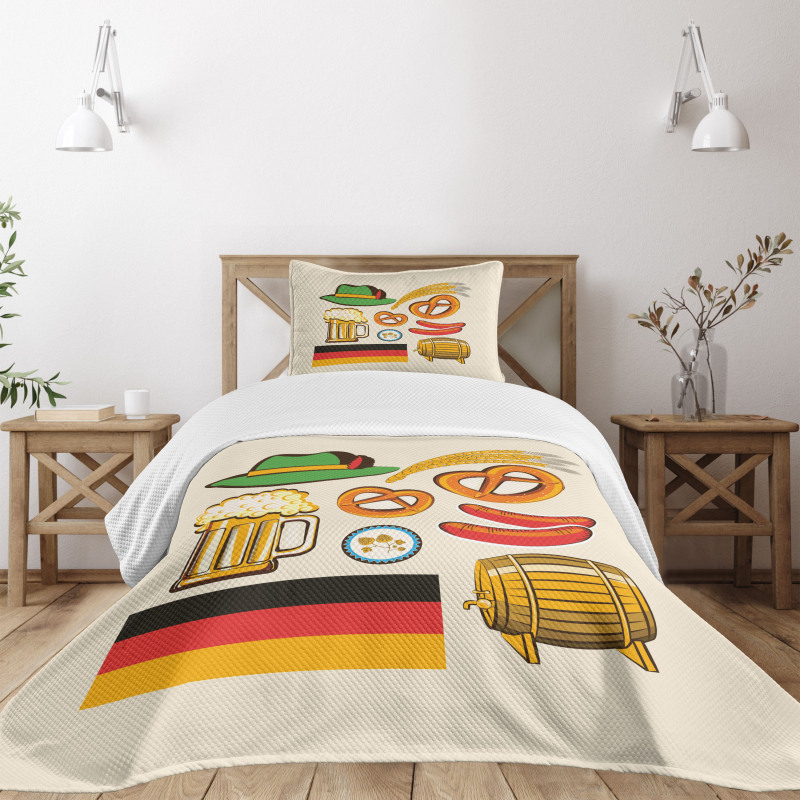 Wheat Beer Pretzels Bedspread Set