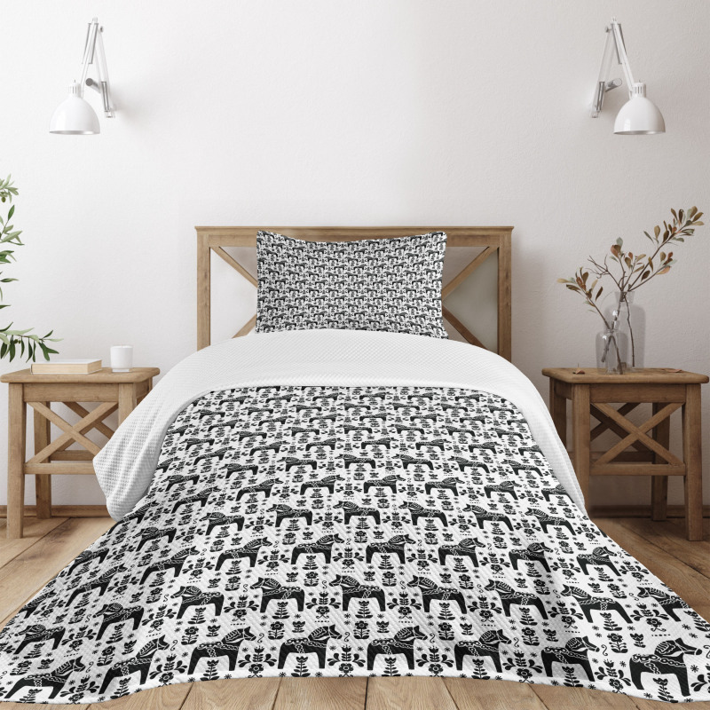 Swedish Dala Horses Bedspread Set