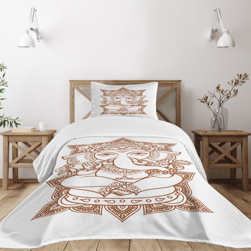 Asian Figure Symbol Boho Bedspread Set