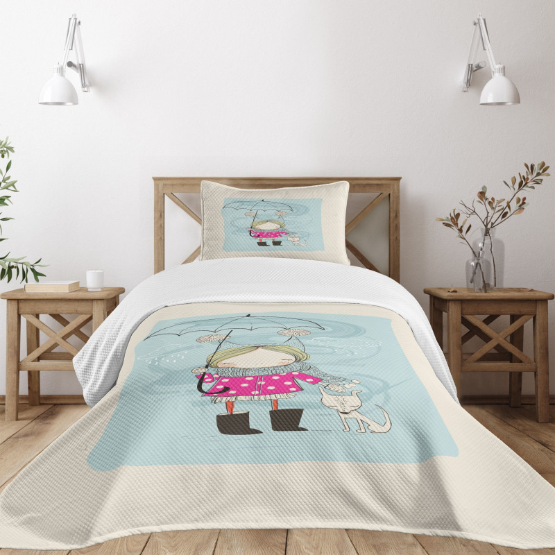 Little Girl Winter Dog Bedspread Set
