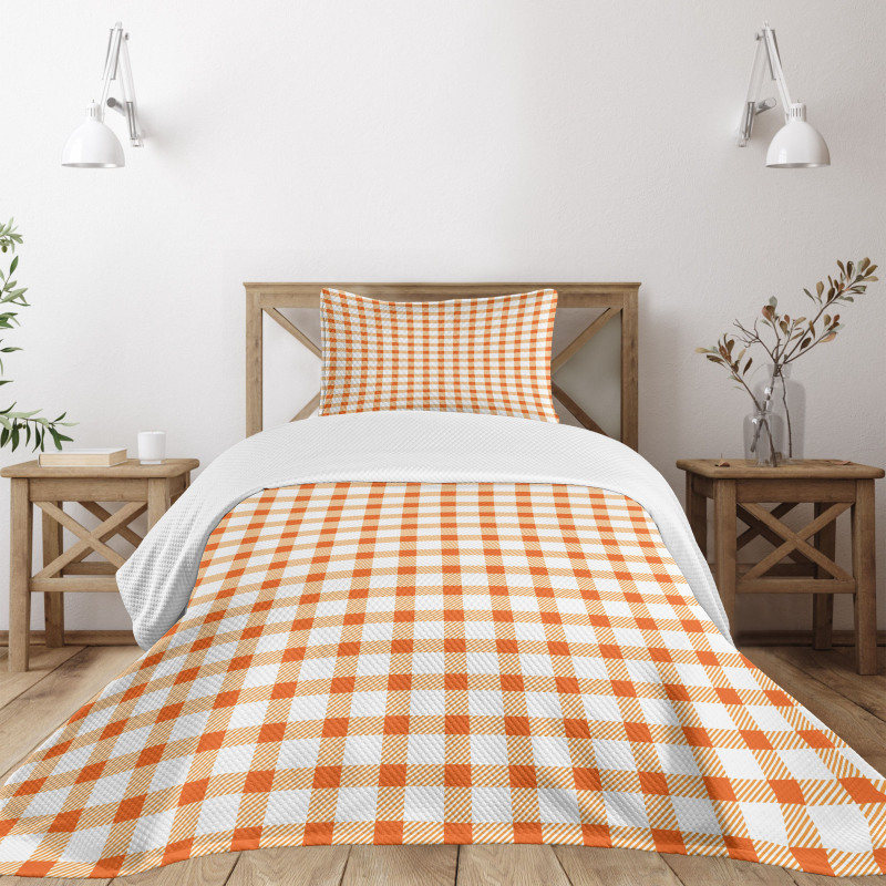 Plaid Motif Bedspread Set