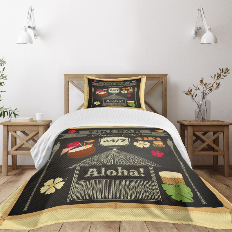 Traditional Tiki Bar Bedspread Set