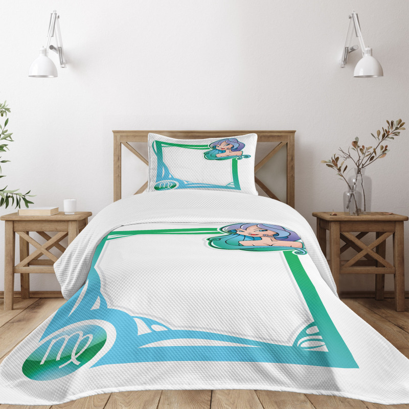 Cartoon Frame Girl Bedspread Set