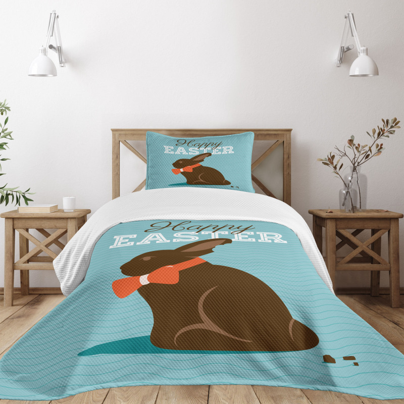 Chocolate Bunny with Bow Bedspread Set