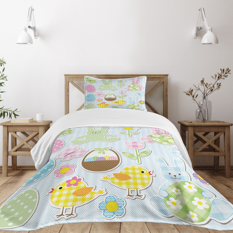 Pale Nursery Bunnies Bedspread Set