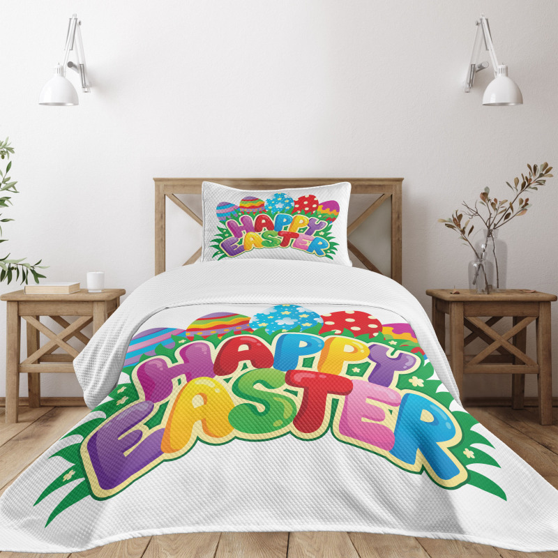 Cartoon Ornamental Eggs Bedspread Set