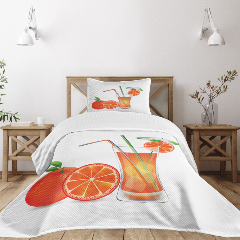 Orange Juice Glass Bedspread Set