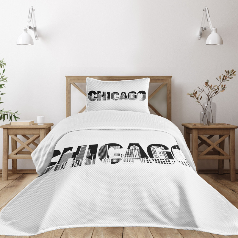 City in Letters Bedspread Set