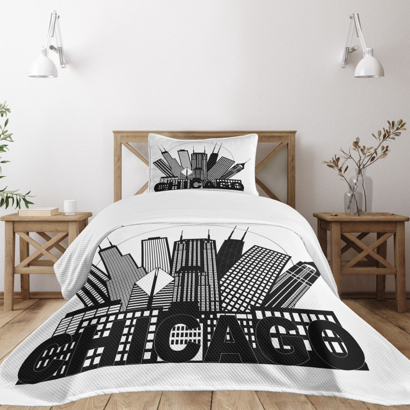 City in Circle Bedspread Set