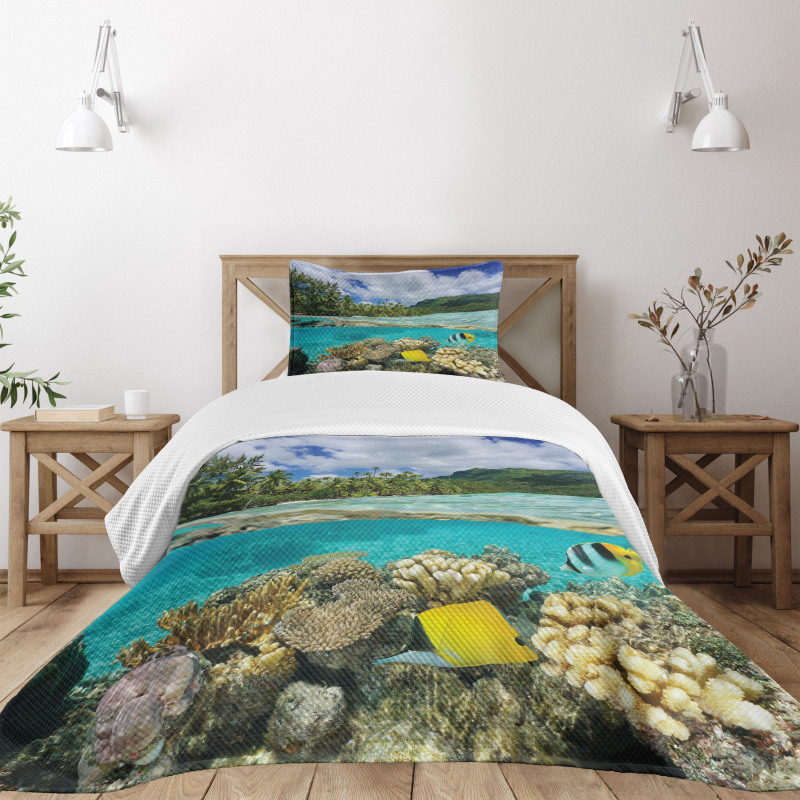 French Polynesia Lagoon Bedspread Set